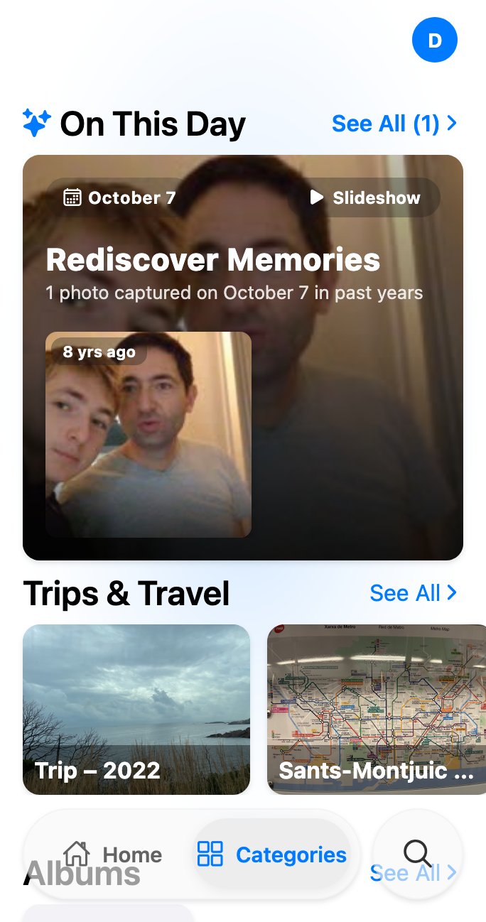 On This Day Memories and Trips